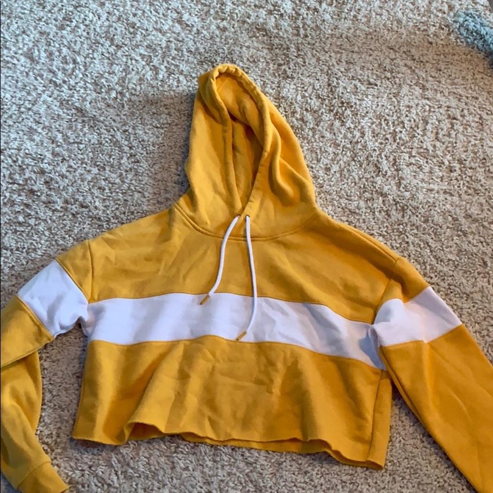 Yellow Cropped Hoodie